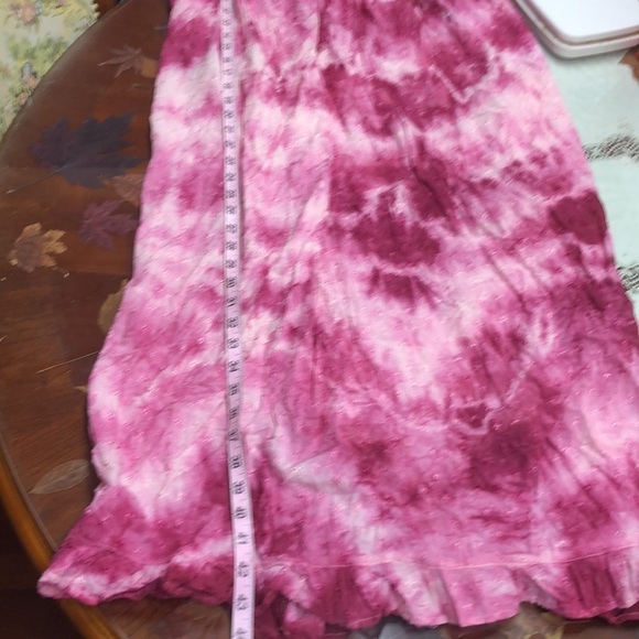 Vintage Embroidered Floral Tie Dye Lace Midi Dress Size Large Pink - Picture 9 of 9